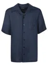 Dolce & Gabbana Blue Linen Short-sleeve Shirt With Pocket In Blue
