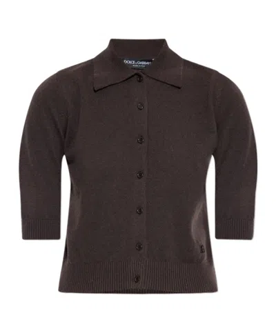 Dolce & Gabbana Short-sleeve Buttoned Cardigan In Brown