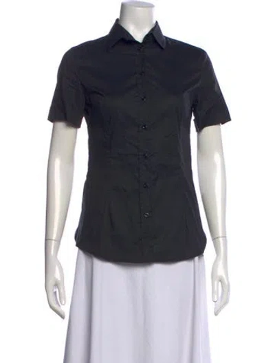 Pre-owned Dolce & Gabbana Short Sleeve Button-up Top In Black