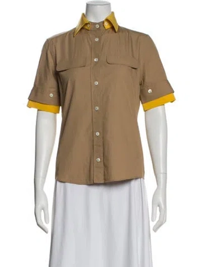 Pre-owned Dolce & Gabbana Short Sleeve Button-up Top In Neutral