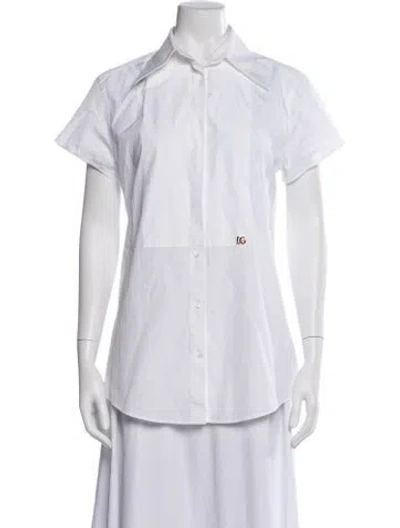 Pre-owned Dolce & Gabbana Short Sleeve Button-up Top In Neutral