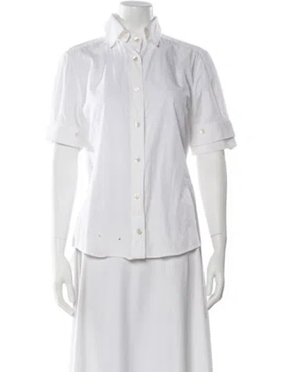 Pre-owned Dolce & Gabbana Short Sleeve Button-up Top In White