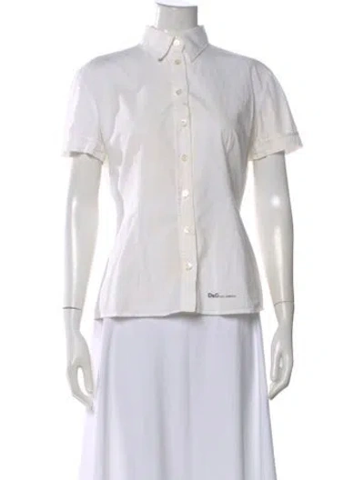 Pre-owned Dolce & Gabbana Short Sleeve Button-up Top In White