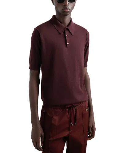 Dolce & Gabbana Short Sleeve Cashmere Polo Shirt In Burgundy