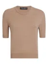 Dolce & Gabbana Short-sleeve Cashmere Sweater In Brown
