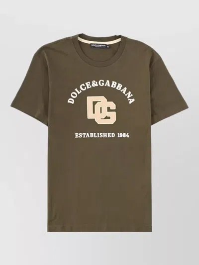 Dolce & Gabbana Short Sleeve Crew Neck Mens T Shirt In Brown