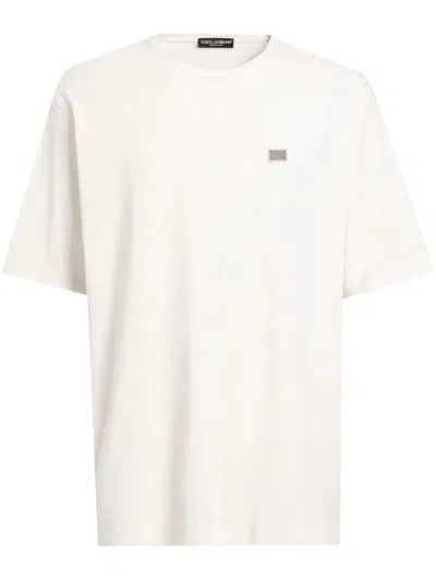 Dolce & Gabbana Short Sleeve Crew-neck T-shirt In Beige
