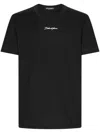 Dolce & Gabbana Black Crewneck T-shirt With Signature Logo In Cotton Man In Black  