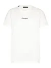 Dolce & Gabbana White Crewneck T-shirt With Signature Logo In Cotton Man In Blanco