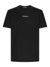 Dolce & Gabbana Black Crewneck T-shirt With Signature Logo In Cotton Man In Negro