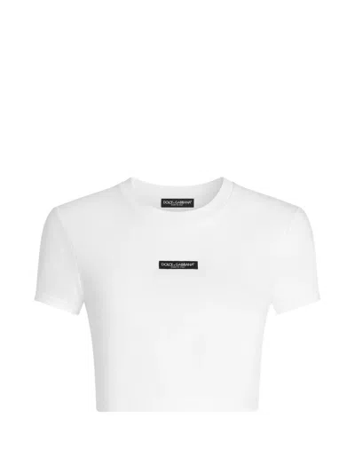 Dolce & Gabbana Short Sleeve Crinkled Neck T-shirt Size 38 In White