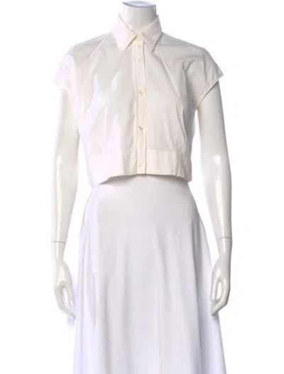 Pre-owned Dolce & Gabbana Short Sleeve Crop Top In White
