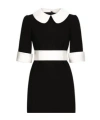 Dolce & Gabbana Peter Pan-collar Short-sleeve Belted Crepe Mini Dress In Black