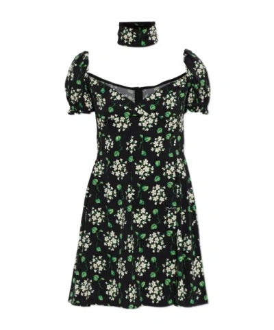 Dolce & Gabbana Silk Blend Floral Mini Dress In Multi