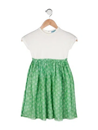 Pre-owned Dolce & Gabbana Babies' Short Sleeve Dress In Green/neutrals