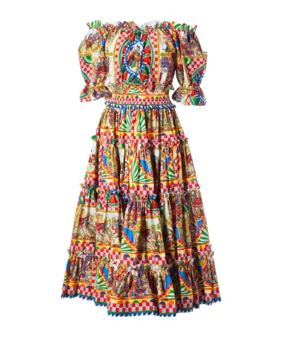 Dolce & Gabbana Short Sleeve Dress In Multicolor