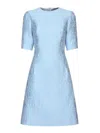 Dolce & Gabbana Floral Jacquard Matelasse Mini Dress With Dg Pin In Nude & Neutrals