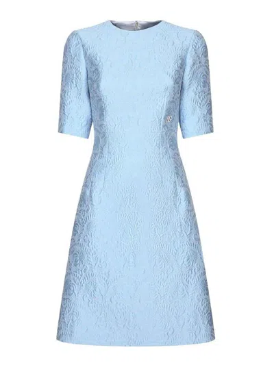 Dolce & Gabbana Women's Short Sleeve Brocade Midi Dress In F3981