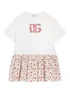 Dolce & Gabbana Small Rose-print Dress With Dg Patch In Pink