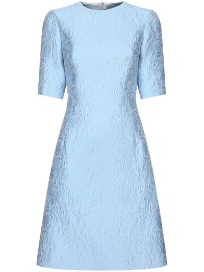Dolce & Gabbana Short Sleeve Dress In Purple