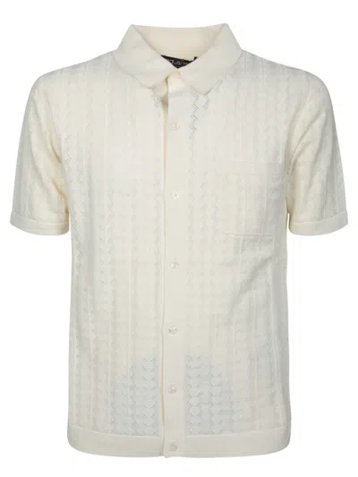 Dolce & Gabbana Short-sleeve Jacquard Shirt With Geometric Pattern In Neutrals