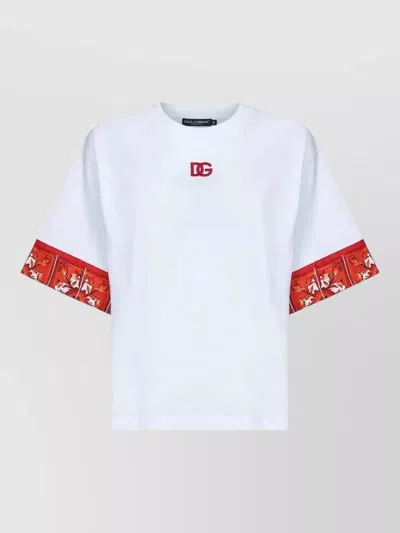 Dolce & Gabbana Short Sleeve Majolica Print Crewneck Top In Blue
