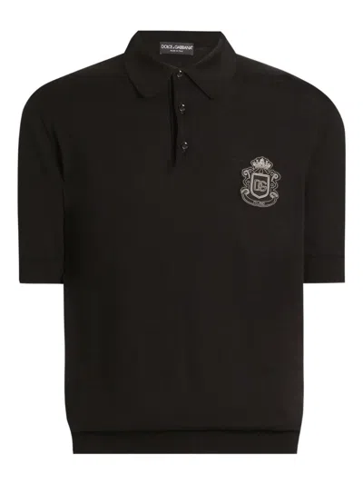 Dolce & Gabbana Short Sleeve Polo Shirt In Black