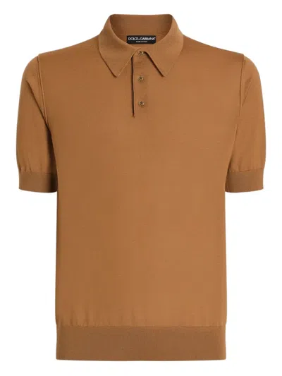 Dolce & Gabbana Short-sleeve Polo Shirt In Brown