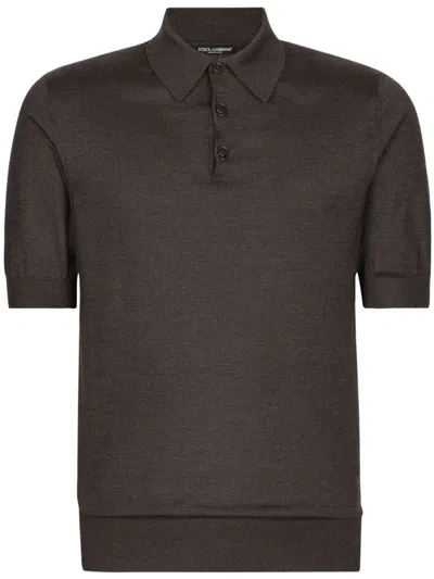 Dolce & Gabbana Short Sleeve Polo Shirt In Grey