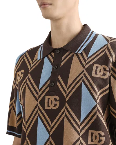 Dolce & Gabbana Short Sleeve Printed Polo Shirt In Multi
