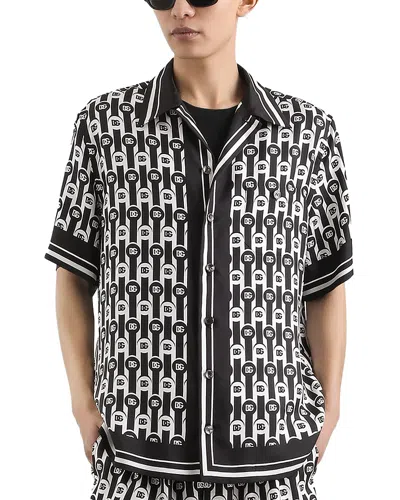 DOLCE & GABBANA SHORT SLEEVE PRINTED SILK SHIRT