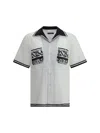 Dolce & Gabbana Short Sleeve Shirt With Contrast Collar And Graphic Print In White