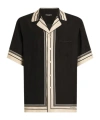 Dolce & Gabbana Men Hawaii Shirt With Logo And Striped Print In Black