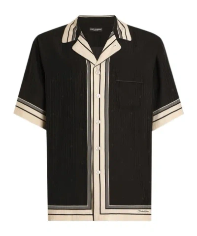DOLCE & GABBANA DOLCE  GABBANA STRIPE PRINTED HAWAII SHIRT