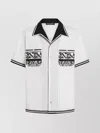 Dolce & Gabbana Short Sleeve Shirt With Contrast Collar And Graphic Print In Gray