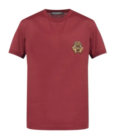 DOLCE & GABBANA CREST-EMBELLISHED T-SHIRT