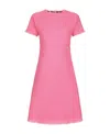 Dolce & Gabbana Raschel Tweed Calf-length Dress With Dg Logo In Pink