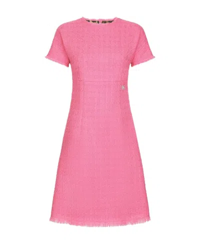 DOLCE & GABBANA DOLCE  GABBANA TWEED CREWNECK MINI DRESS