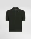 Dolce & Gabbana Short-sleeved Cotton Openwork Polo-shirt In Green