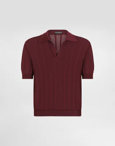 Dolce & Gabbana Short-sleeved Cotton Openwork Polo-shirt In Multicolor
