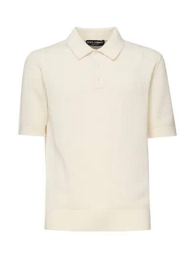 Dolce & Gabbana Short-sleeved Cotton Polo-shirt In White