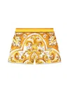 Dolce & Gabbana Poplin Shorts With Yellow Majolica Print In Yellow