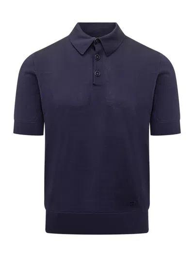 Dolce & Gabbana Polo Shirt With Sleek Sleeves Cut In Blue