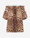 Dolce & Gabbana Short-sleeved Leopard-print Poplin Top In Multi