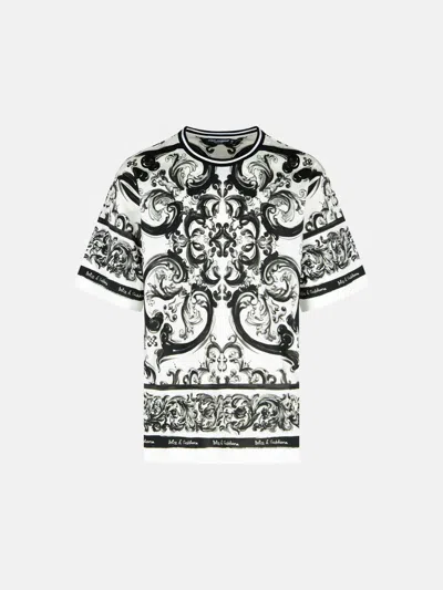 Dolce & Gabbana Short-sleeved Majolica Print Cotton T-shirt In Black