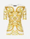 Dolce & Gabbana Short-sleeved Majolica-print Stretch Viscose Sweater In Print