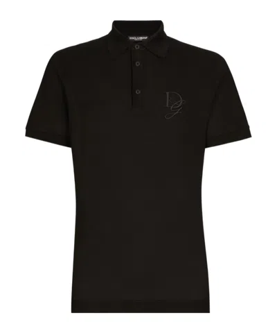 DOLCE & GABBANA DOLCE  GABBANA LOGO EMBROIDERED SHORT-SLEEVED POLO SHIRT