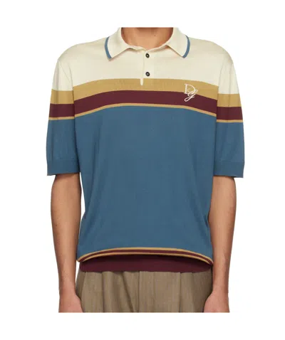 Dolce & Gabbana Short-sleeved Polo Shirt In Avio/bianco