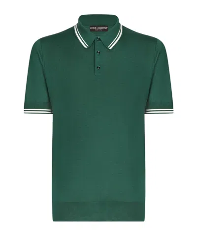 Dolce & Gabbana Short-sleeved Polo Shirt In Green