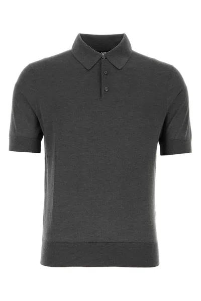 Dolce & Gabbana Short Sleeved Polo Shirt In Grey